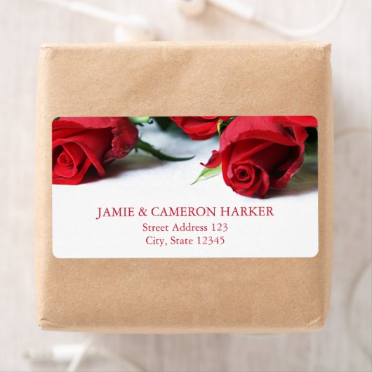 Romantische rode rozen adreslabel etiket (Insitu)