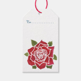 Romantische rode rozen, blauw pak van aangepaste g cadeaulabel