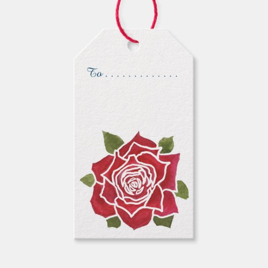 Romantische rode rozen, blauw pak van aangepaste g cadeaulabel (Voorkant)