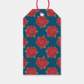 Romantische rode rozen, blauw pak van aangepaste g cadeaulabel (Achterkant)