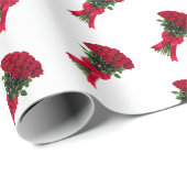Romantische rode rozen bloemboeket cadeaupapier (Rol Hoek)