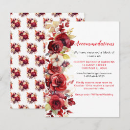 Romantische Rode Rozen Bloemen Huwelijk Accommodat Informatiekaartje