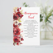 Romantische Rode Rozen Bloemen Huwelijk Honeymoon Informatiekaartje (Staand voorkant)