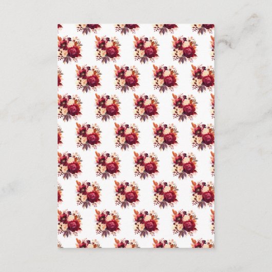 Romantische Rode Rozen Bloemen Huwelijk Honeymoon Informatiekaartje (Achterkant)