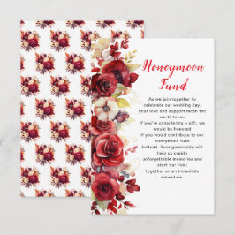 Romantische Rode Rozen Bloemen Huwelijk Honeymoon  Informatiekaartje