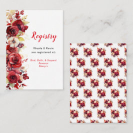 Romantische Rode Rozen Bloemen Huwelijksregister Informatiekaartje