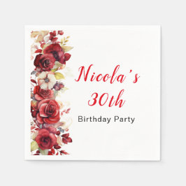 Romantische rode rozen Bloemen Verjaardag Servet