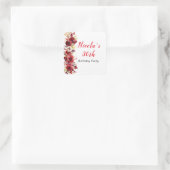 Romantische Rode Rozen Bloemen Verjaardagsfeest Vierkante Sticker (Tas)