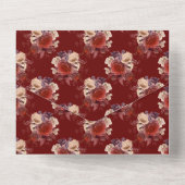 Romantische rode rozen bloemenbruiloft all in one uitnodiging (Achterkant)