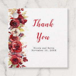 Romantische rode rozen bloemenbruiloft bedankjes labels
