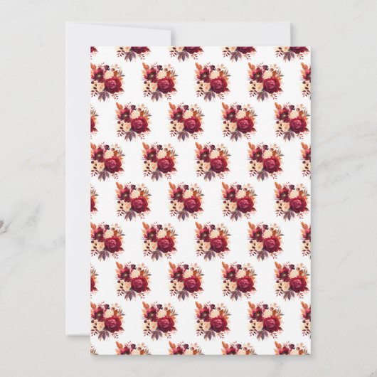 Romantische rode rozen bloemenbruiloft bedankkaart (Achterkant)