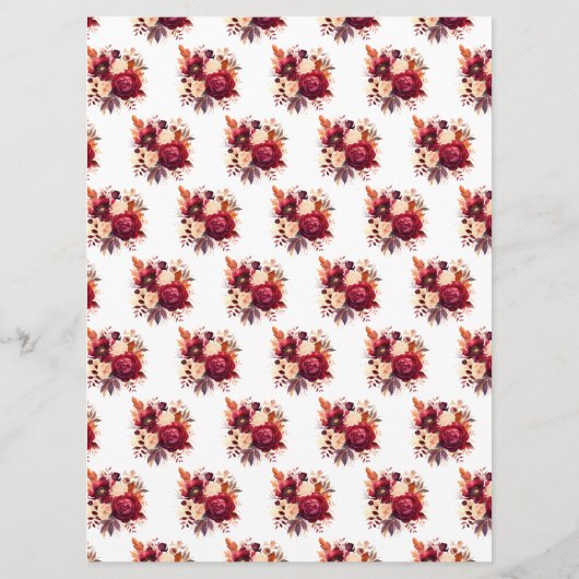 Romantische rode rozen bloemenbruiloft menu (Achterkant)