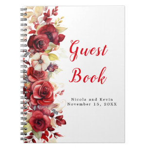 Romantische rode rozen bloemenbruiloft notitieboek