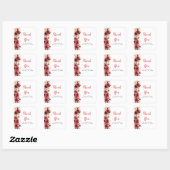 Romantische rode rozen bloemenbruiloft vierkante sticker (Vel)