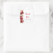 Romantische rode rozen bloemenbruiloft vierkante sticker (Tas)