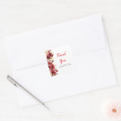 Romantische rode rozen bloemenbruiloft vierkante sticker (Envelop)