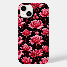 Romantische rode rozen bloemenpatroon Case-Mate iPhone 14 hoesje