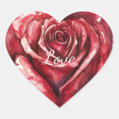 Romantische rode rozen bloemhart hart sticker (Voorkant)