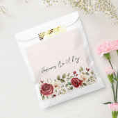 Romantische rode rozen blush roze bruiloft bedankzakje (Gezegeld)