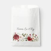 Romantische rode rozen blush roze bruiloft bedankzakje (Voorkant)