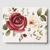 Romantische rode rozen blush roze bruiloft gastenboek (Achterkant)