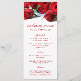 Romantische rode rozen bruiloft menu