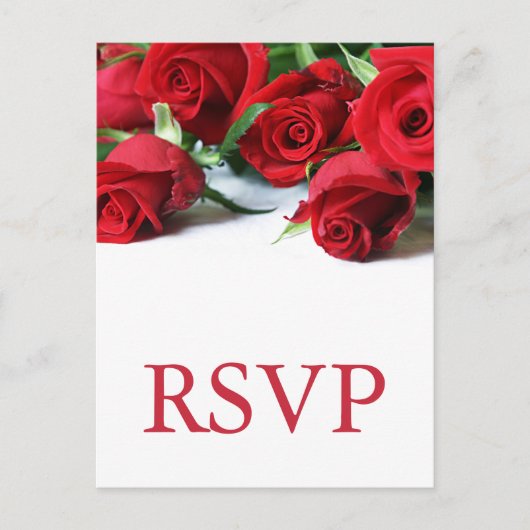 Romantische rode rozen bruiloft RSVP Briefkaart (Voorkant)