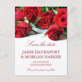 Romantische Rode Rozen Bruiloft Save the Date Aankondigingskaart