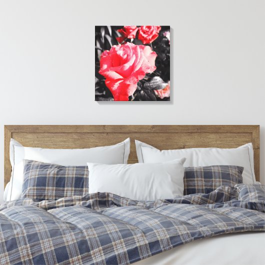Romantische rode rozen canvas afdruk (Insitu (Slaapkamer))