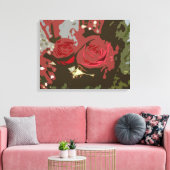 Romantische rode rozen digitale kunst verpakt canv canvas afdruk (Insitu (Woonkamer))