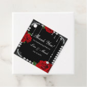 Romantische rode rozen en diamanten bedankjes labels (In situ)