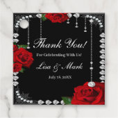 Romantische rode rozen en diamanten bedankjes labels (Voorkant)