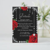 Romantische rode rozen en diamanten bruiloft detai kaart (Staand voorkant)