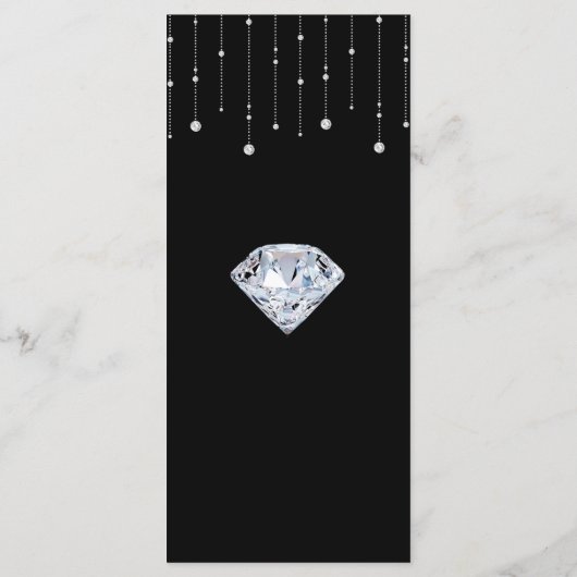 Romantische rode rozen en diamanten bruiloft menu (Achterkant)