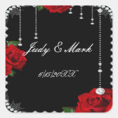 Romantische rode rozen en diamanten bruiloft zegel (Voorkant)