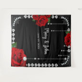 Romantische rode rozen en diamanten foto achtergro wandkleed (Voorkant (horizontaal))