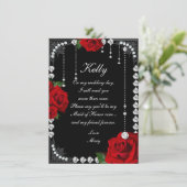 Romantische rode rozen en diamanten Maid of Honor Kaart (Staand voorkant)