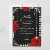 Romantische rode rozen en diamanten Maid of Honor Kaart (Voorkant)