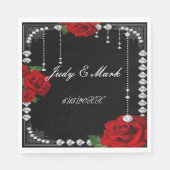 Romantische rode rozen en diamanten papier servet (Voorkant)