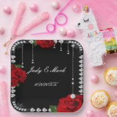 Romantische rode rozen en diamanten papieren bordje (Feest)