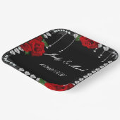Romantische rode rozen en diamanten papieren bordje (Gebogen)