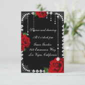 Romantische rode rozen en diamanten receptie Kaart (Staand voorkant)