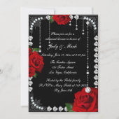 Romantische rode rozen en diamanten repetitie dine kaart (Voorkant)