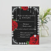 Romantische rode rozen en diamanten respons Kaart (Staand voorkant)