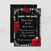 Romantische rode rozen en diamanten sparen de datu (Voorkant / Achterkant)