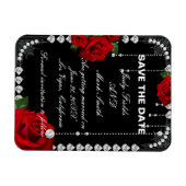 Romantische rode rozen en diamanten sparen de datu magneet (Horizontaal)