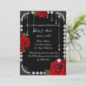 Romantische rode rozen en diamanten verlovingsfees kaart (Staand voorkant)