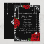 Romantische rode rozen en diamanten verlovingsfees kaart (Voorkant / Achterkant)