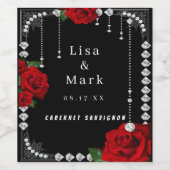 Romantische rode rozen en diamanten wijnlabels wijn etiket (Enkel label)