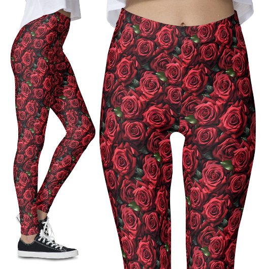 Romantische Rode Rozen Gotische Alternatieve Bloem Leggings